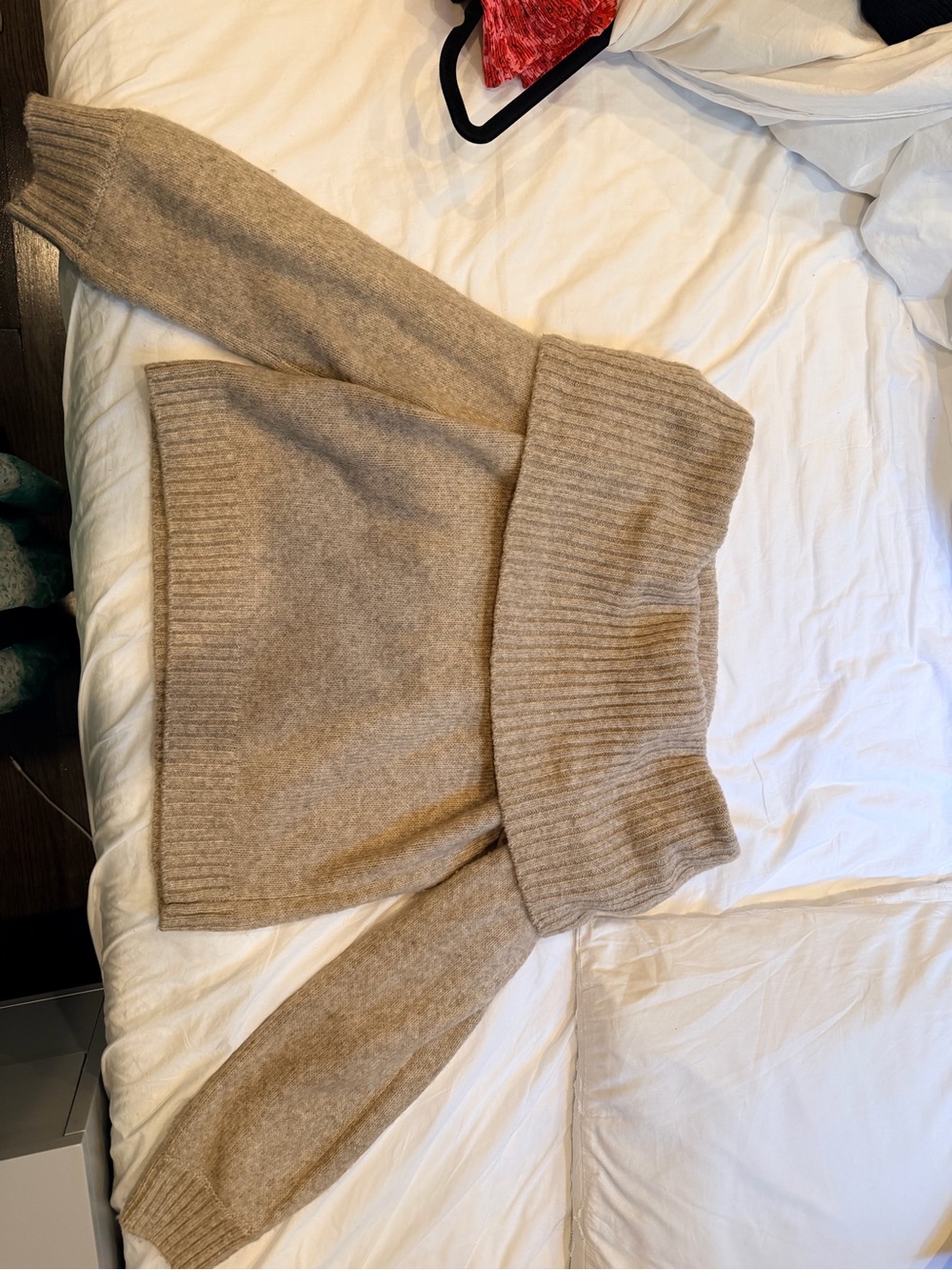 Abercrombie & Fitch Taupe Off-the-Shoulder Foldover Sweater - Picture 2 of 3